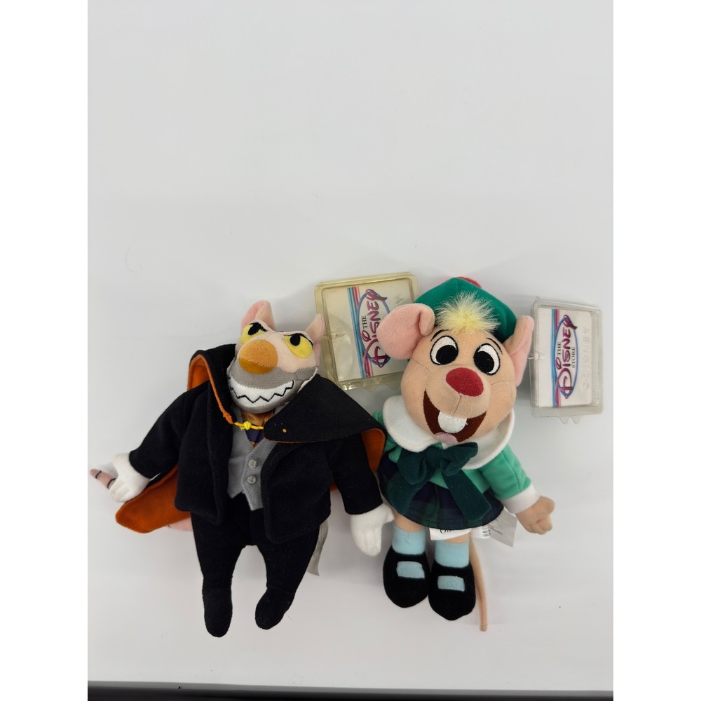 Disney Store The Great Mouse Detective Ratigan and Miss Kitty Bean Bag Plush NWT